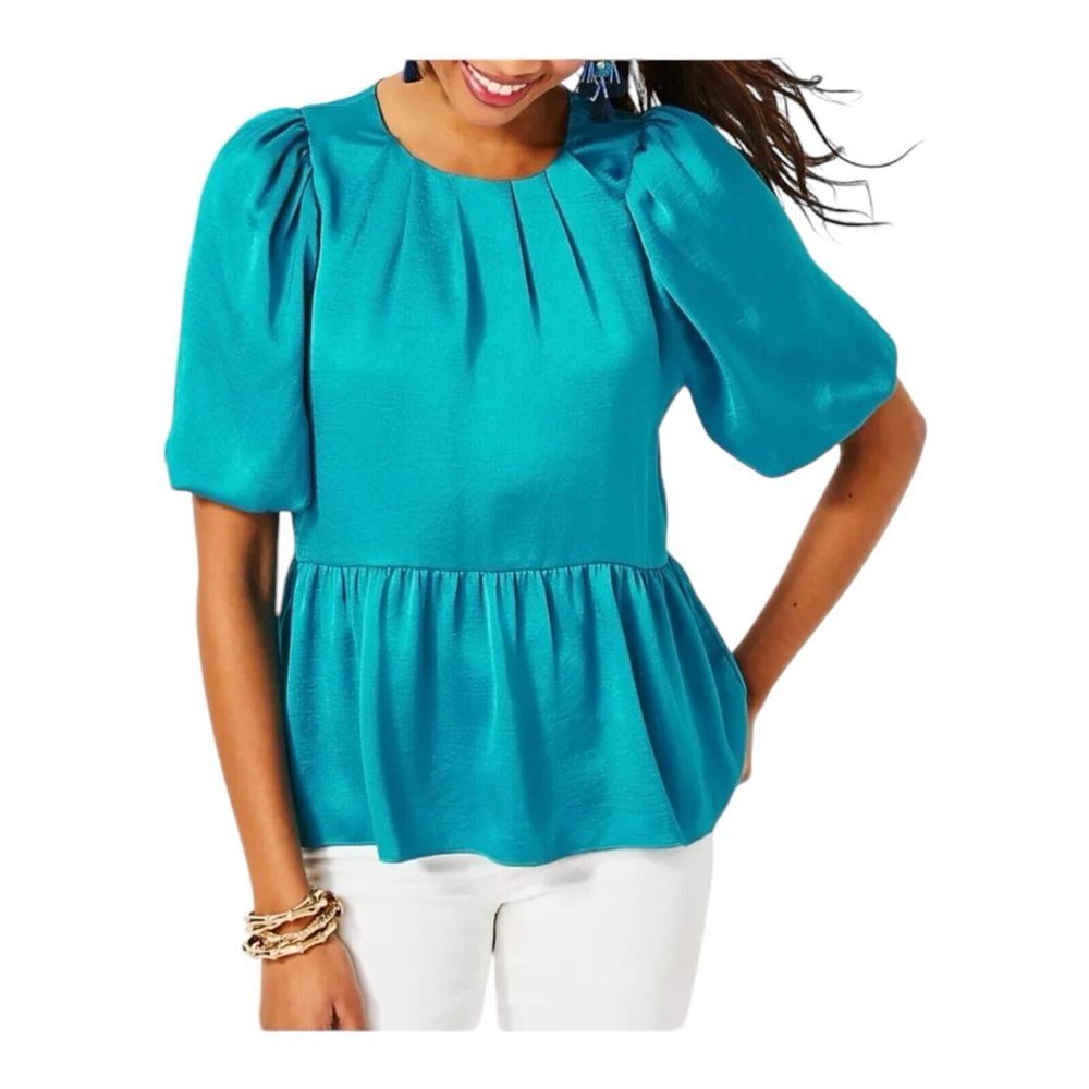 Lilly Pulitzer Blakelynn Elbow Sleeve Top Blue‎ Rhapsody Size 00